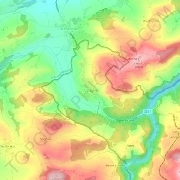 Albligen topographic map, elevation, terrain