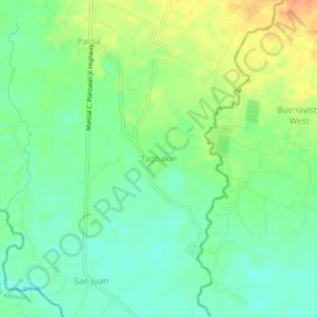 Tagbakin topographic map, elevation, terrain