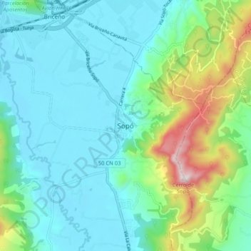 Sopó topographic map, elevation, terrain