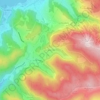Les Hauts Rupts topographic map, elevation, terrain