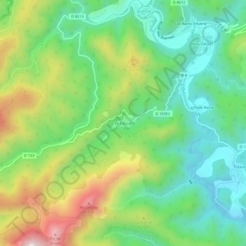 Le Coural topographic map, elevation, terrain