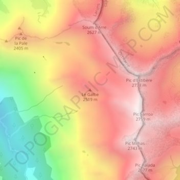 Le Galbe topographic map, elevation, terrain