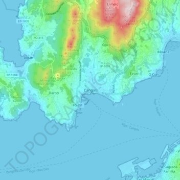 Cangas topographic map, elevation, terrain