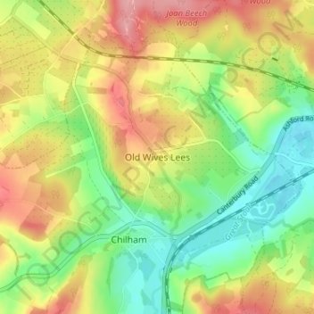 Old Wives Lees topographic map, elevation, terrain