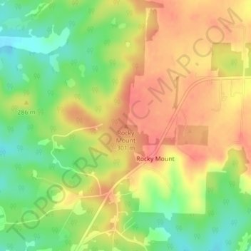 Rocky Mount topographic map, elevation, terrain