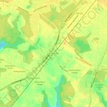 White Plains topographic map, elevation, terrain