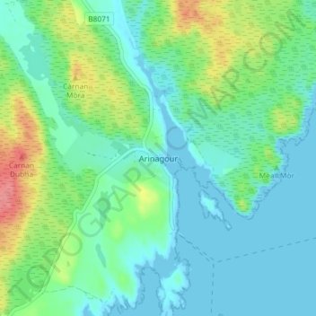Arinagour topographic map, elevation, terrain