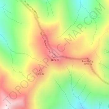 Baldy topographic map, elevation, terrain