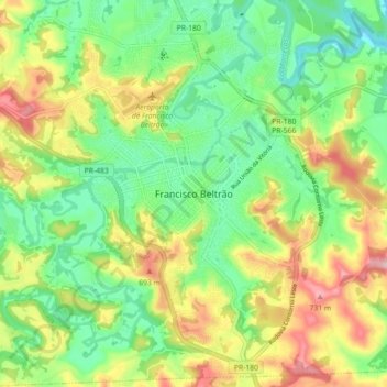 Francisco Beltrão topographic map, elevation, terrain