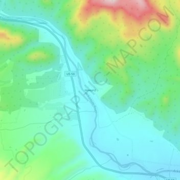 Howard topographic map, elevation, terrain