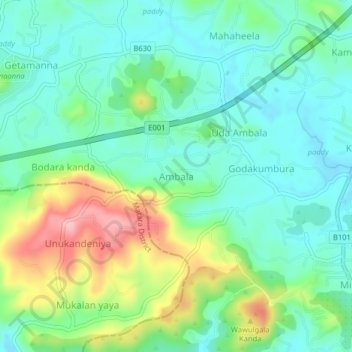 Ambala topographic map, elevation, terrain