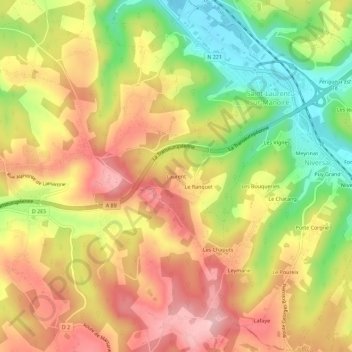 Laurent topographic map, elevation, terrain