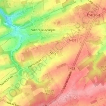 Scry topographic map, elevation, terrain