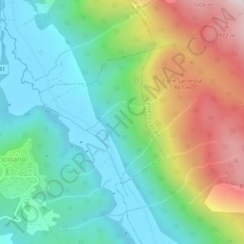 Monte topographic map, elevation, terrain