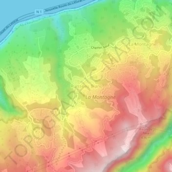 Ruisseau Blanc topographic map, elevation, terrain