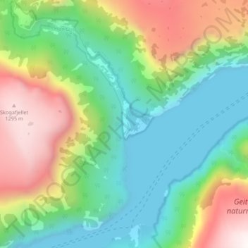 Dyrdal topographic map, elevation, terrain