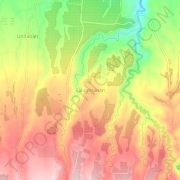 Kalugmanan topographic map, elevation, terrain