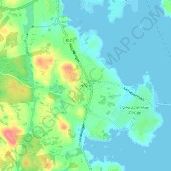Håvik topographic map, elevation, terrain