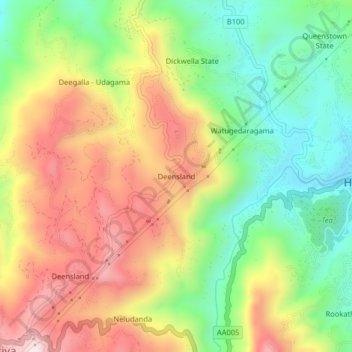 Deensland topographic map, elevation, terrain
