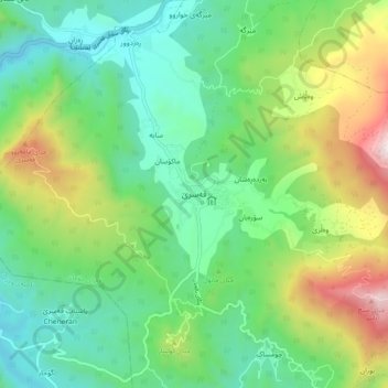 Qasre topographic map, elevation, terrain