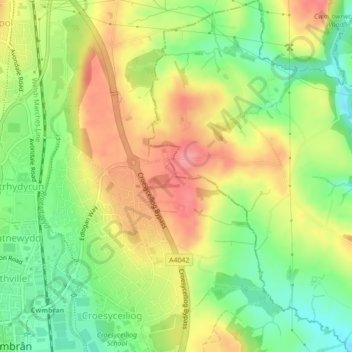 Gwent topographic map, elevation, terrain