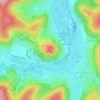 Breuberg topographic map, elevation, terrain