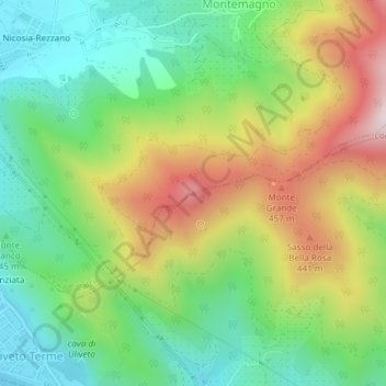 Monte Verruca topographic map, elevation, terrain