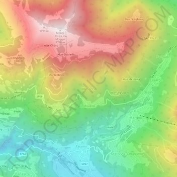 Alpe Corina topographic map, elevation, terrain