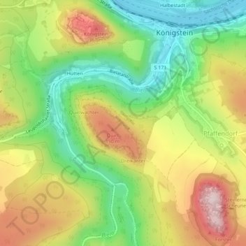 Diebskeller topographic map, elevation, terrain