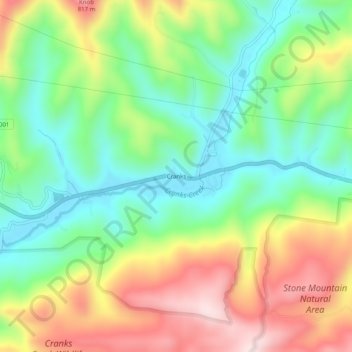 Cranks topographic map, elevation, terrain