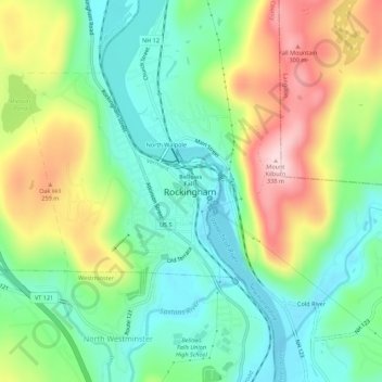 Bellows Falls topographic map, elevation, terrain