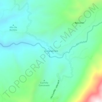 cruce san luis topographic map, elevation, terrain