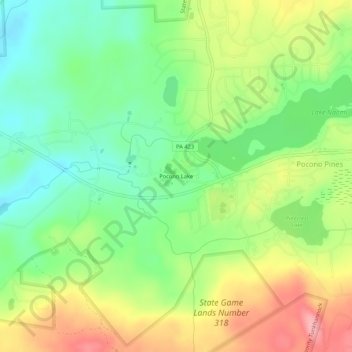 Pocono Lake topographic map, elevation, terrain