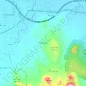 Walahar topographic map, elevation, terrain