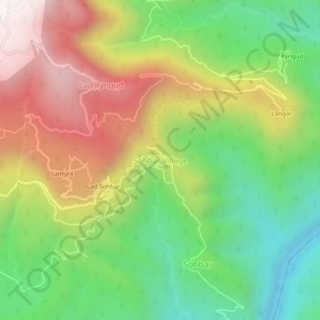 Sohbar Village topographic map, elevation, terrain