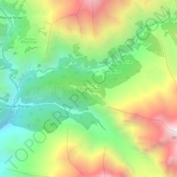 Tengboche topographic map, elevation, terrain
