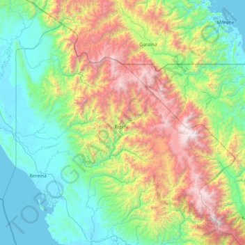 Goilala District topographic map, elevation, terrain