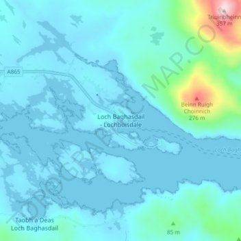 Lochboisdale topographic map, elevation, terrain