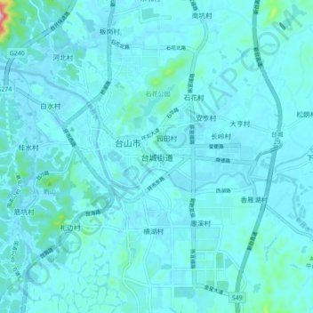 Taicheng topographic map, elevation, terrain