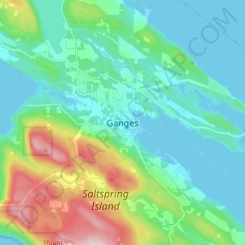 Ganges topographic map, elevation, terrain