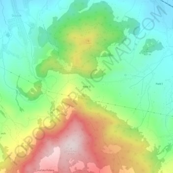 Piešť II topographic map, elevation, terrain