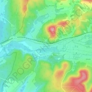 Recologne topographic map, elevation, terrain