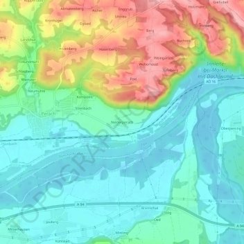 Niederperach topographic map, elevation, terrain