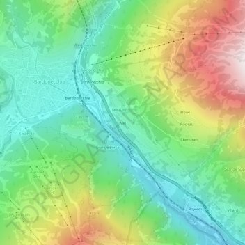 Mej topographic map, elevation, terrain