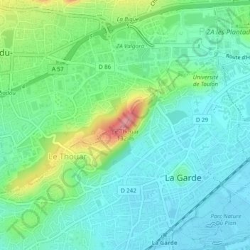 La Valette-du-Var topographic map, elevation, terrain