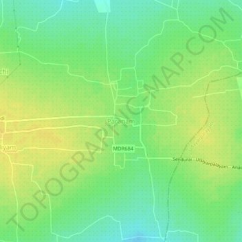 Paranam topographic map, elevation, terrain