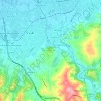 Scandicci Alto topographic map, elevation, terrain