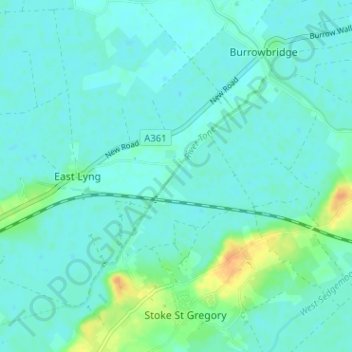 Athelney topographic map, elevation, terrain