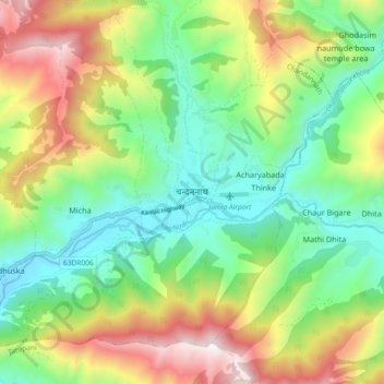 Chandannath topographic map, elevation, terrain