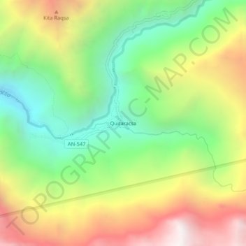 Quitaracsa topographic map, elevation, terrain